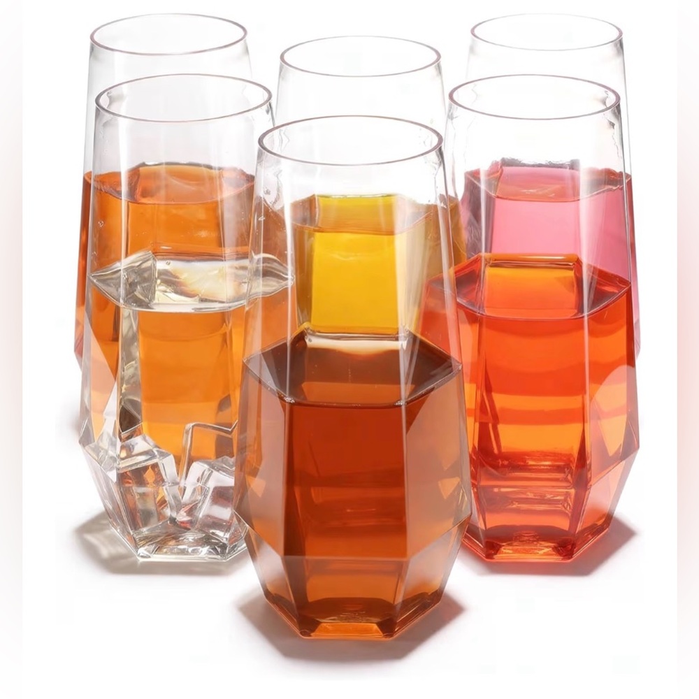 48 Geometric Unbreakable Plastic Disposable Tumbler Set - Clear